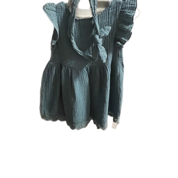 (3 for $25) Blue teal Toddler girl summer dress with matching headband 18months. - Picture 2 of 2